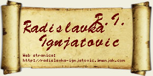 Radislavka Ignjatović vizit kartica